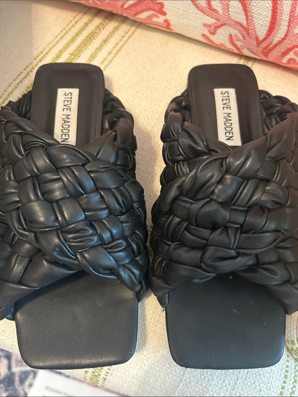 Steve Madden Black Braided Slide Sandals